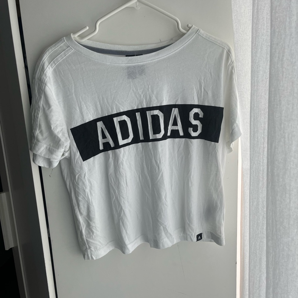 Adidas White Tee with Gray Accents